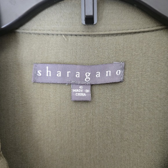 NWOT Sharagano Double Breasted Trench Coat Dress Sz 8 Olive Career Wear Office‎ - Picture 2 of 9